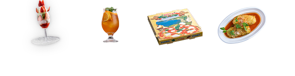 季節のパフェ・ノンアルコール・ピッツア・ロールキャベツ